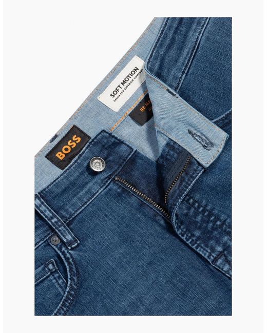 Boss Blue Regular Fit Maine Soft Motion Denim Jeans for men
