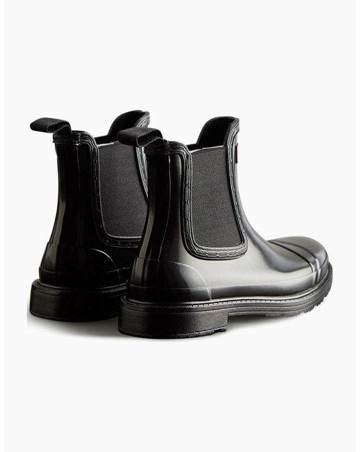 Hunter Black Commando Gloss Chelsea Boot Wellingtons