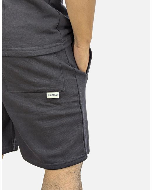 Pull&Bear Black Pull & Bear T Shirt Shorts Set Regular Fit Cozy Nightwear Casual Bottom Top for men
