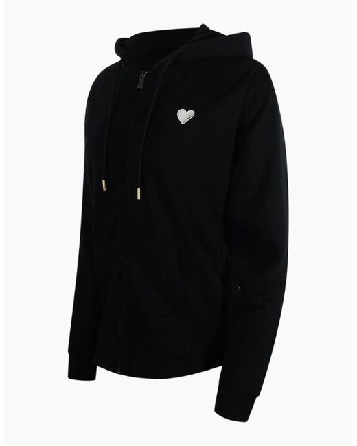 Love Moschino Black Small Heart Logo Zip Hoodie