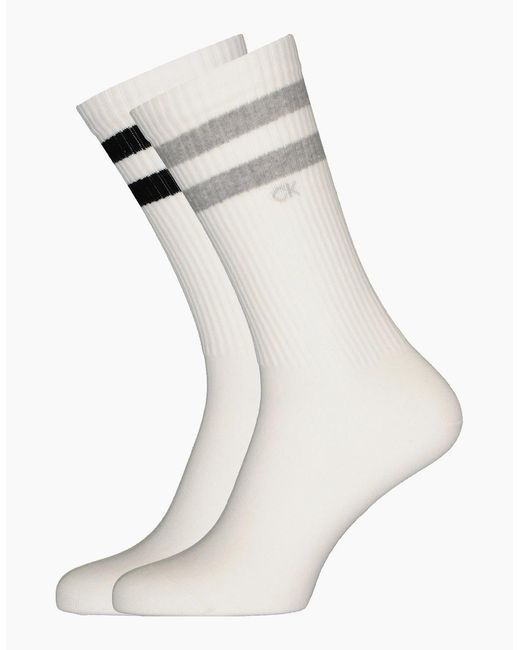 Calvin Klein White 2-Pack Stripes Casual Sports Socks for men