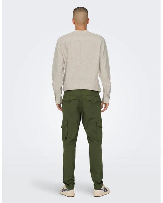 Only & Sons Green Dean Regular Fit Cargo Pants for men
