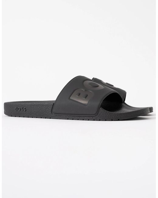 Boss Black Boss Aryeh Italian-Made Slides With Large Logo Detail for men