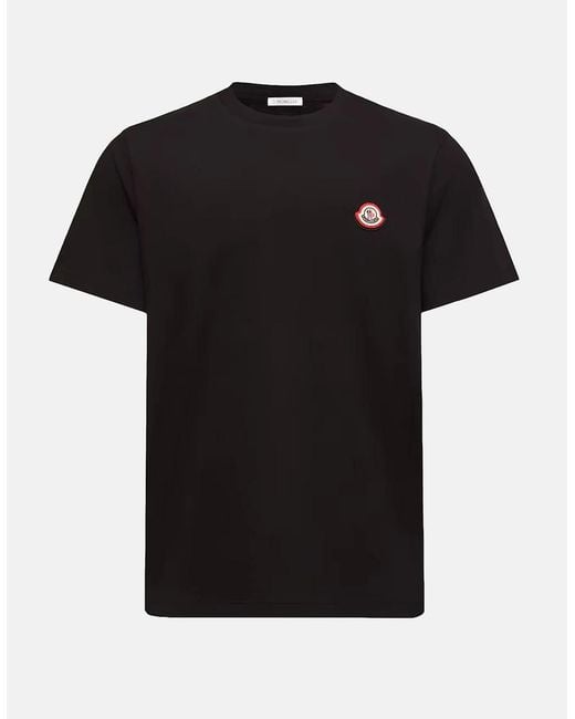 Moncler Black Branded Cotton T Shirt for men