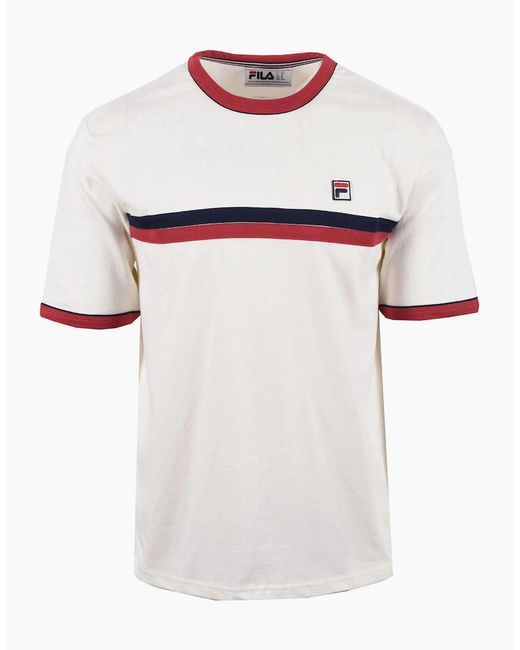 Fila White Rosario T-Shirt Gardenia/Garnet for men