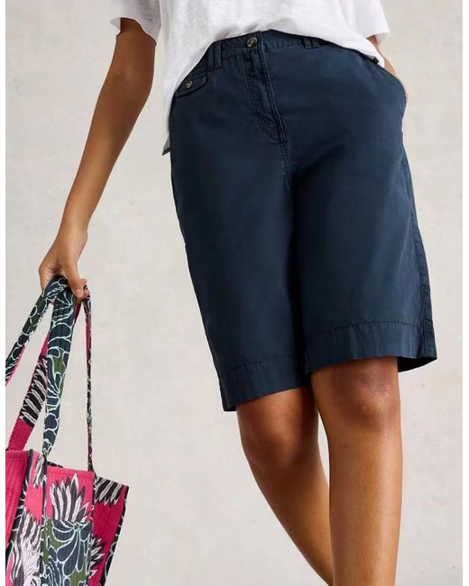 White Stuff Blue Hayley Organic Chino Short Dark