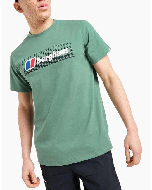 Berghaus Green T Shirts Dot Maintain Logo Crew Neck Short Sleeve Cotton Summer Tee for men