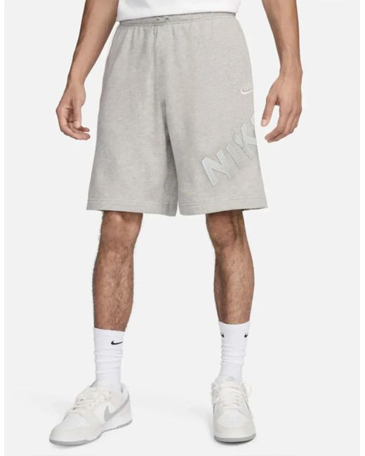 Nike Gray Shorts Club French Terry Cotton Gym Shorts Relaxed Fit Summer Bermuda for men