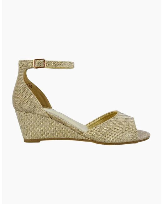 XY London Metallic Ladies Lottie Peep Toe Wedge Sandals