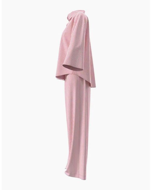 Calvin Klein Pink Cotton Poplin Sera Stripe Pyjama Set, Cradle