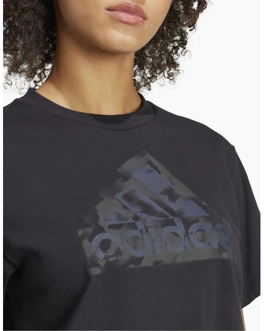 Adidas Black Logo Print Crew Neck Short Sleeve Jersey T-Shirt