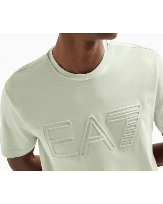 EA7 White Large Embossed Logo Pastel T-Shirt for men