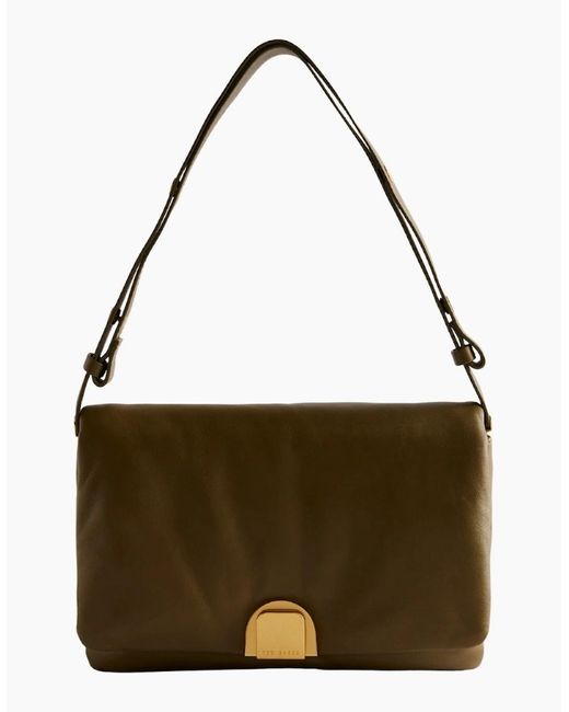 Ted Baker Brown Samilli Lock Detail Soft Quilted Khaki Bag