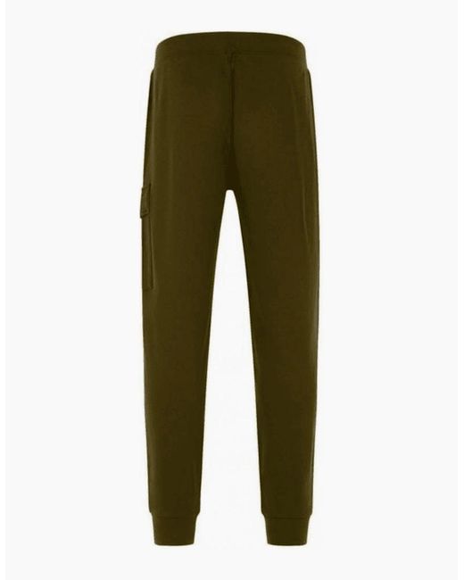 C P Company Green Diagonal Raised Fleece Lens Khaki Sweatpants for men