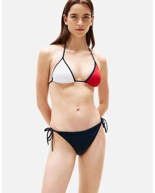 Tommy Hilfiger Red Logo Flag Colours Triangle Bikini Top