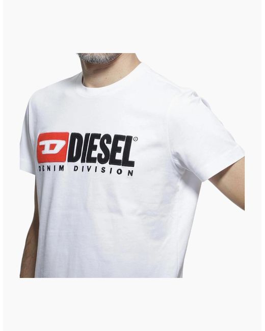 DIESEL White T Diego Division T Shirt Short Sleeve Tee Casual Cotton Summer Top for men