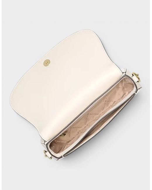Michael Kors Natural Mila Medium Leather Messenger Bag Cream
