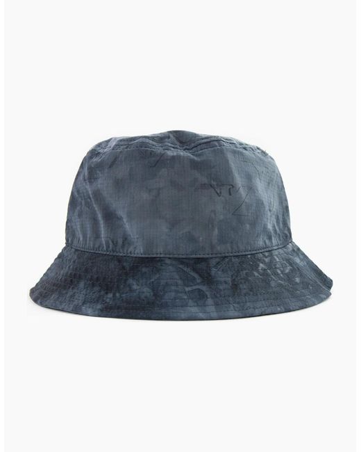 Emporio Armani Blue Gradient Nylon Cloche Hat for men