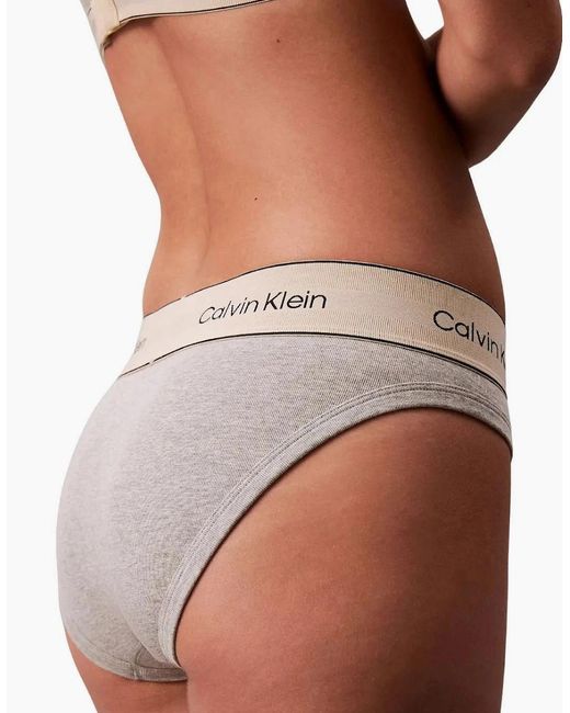 Calvin Klein White Heritage Cotton Bikini Brief, Heather