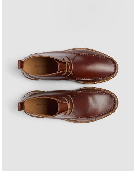 Oliver Sweeney Brown Xixona Leather Moccasin Boots for men