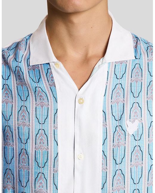 Lyle & Scott Blue Short Sleeve Floral Graphic Shirt for men