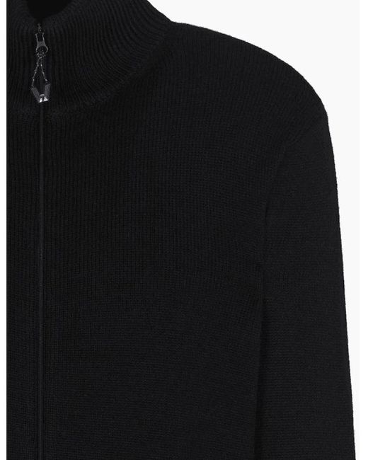 EA7 Black Full Zip Knitted Tracktop for men