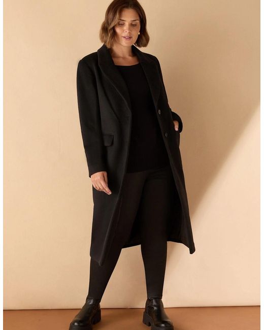 Live Unlimited London Black Wool Blend Tailored Coat