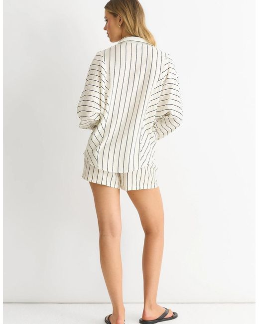Gini London White Long Sleeve Batwing Stripe Shirt