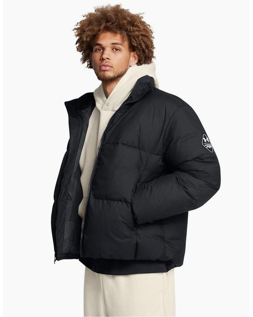 Under Armour Blue Solid Patterned Down Puffer Jacket for men