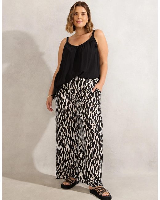 Live Unlimited London Multicolor Mono Print Wide Leg Trouser