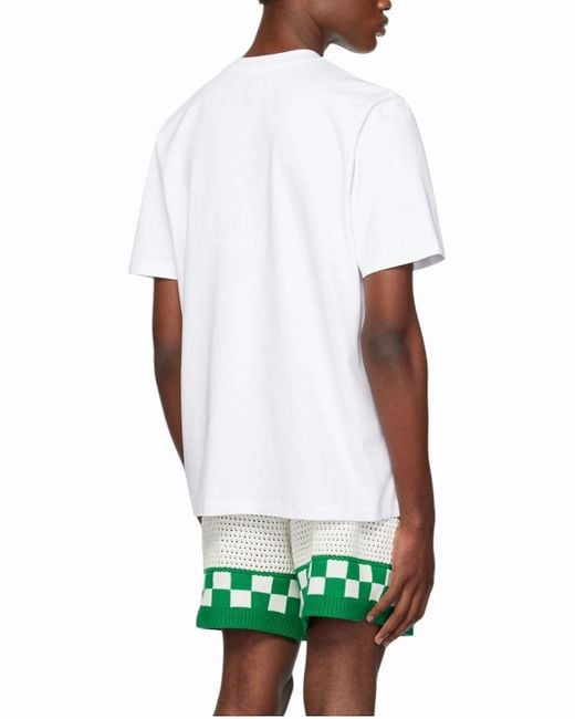 Casablanca White T Shirts Playful Stripes Printed Short Sleeve Crew Neck Tennis Tee for men