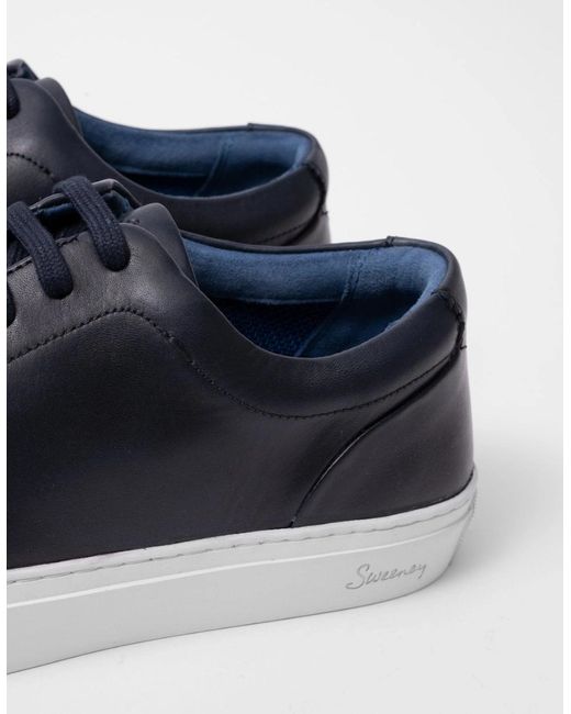 Oliver Sweeney Blue Hayle Antiqued Calf Leather Trainers for men