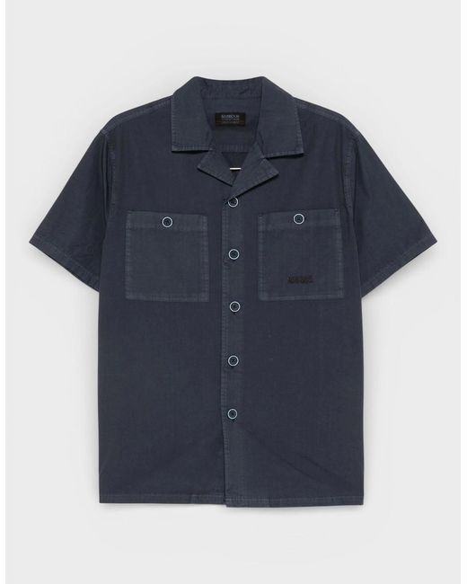 Barbour Blue International Kenneth Garment Dye Short Sleeve Shirt for men