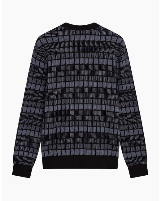Ted Baker Blue Osburn Regular Fit Jacquard Crewneck Jumper for men