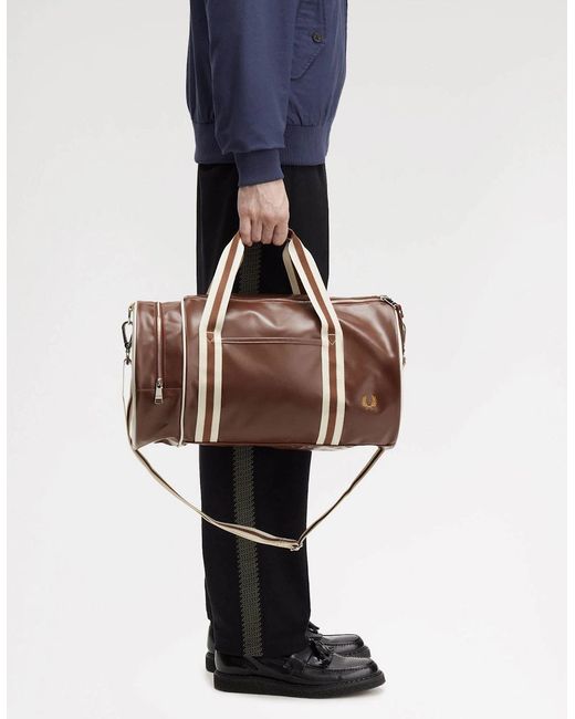 Fred Perry Brown Recycled Polyester Classic Barrel Bag for men