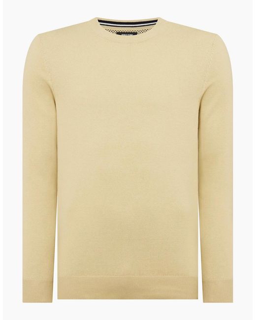 Remus Uomo Natural Tapered Fit Cotton Crew Neck Sweater Ecru for men