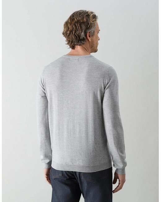 Oliver Sweeney Gray Merino Wool Crew Neck Jumper for men