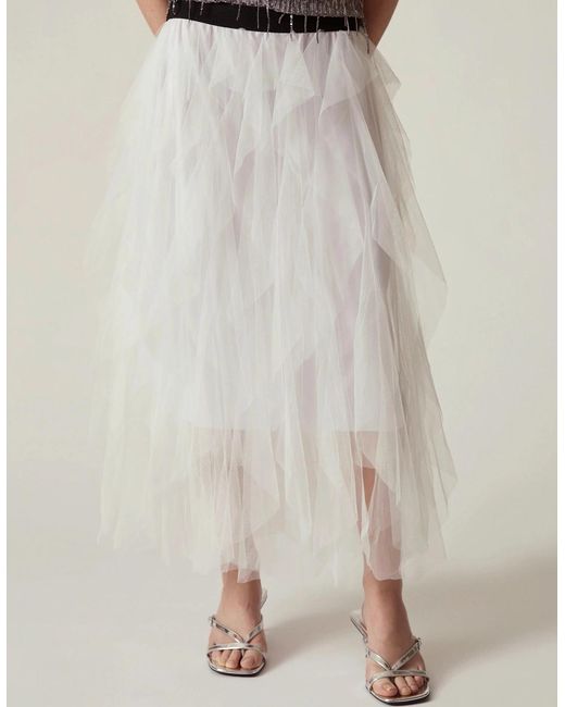 James Lakeland Natural Tulle Ruffle Midi Skirt