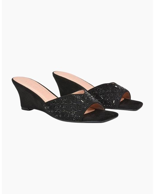 XY London Black Ladies Georgia Diamante Heeled Mule Sandals