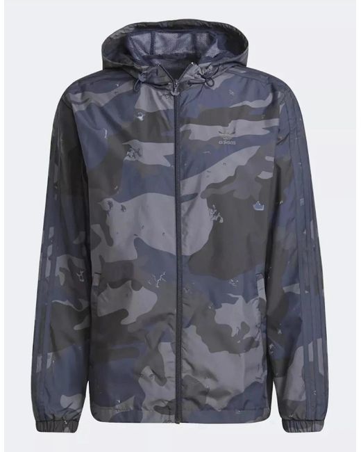 Adidas Blue Originals Camo Graphic Jacket <Br> Reduced From £59.99 Now Only £39.95 for men
