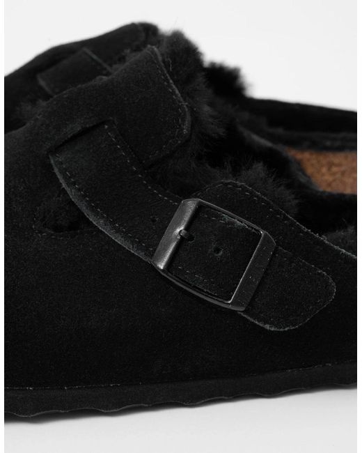 Birkenstock Boston Black Vl Sheepskin Clogs