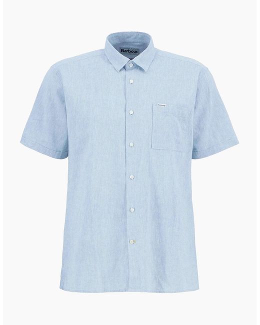 Barbour Blue Nelson Linen Short Sleeve Shirt
