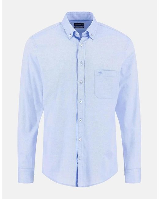 Fynch-Hatton Blue Essential Textured Dobby Shirt Crystal for men