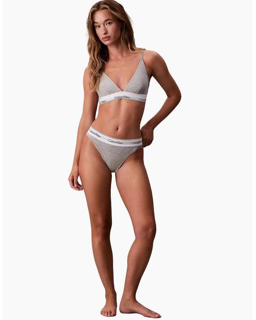 Calvin Klein Brown Icon Cotton Modal Unlined Triangle Bra, Heather