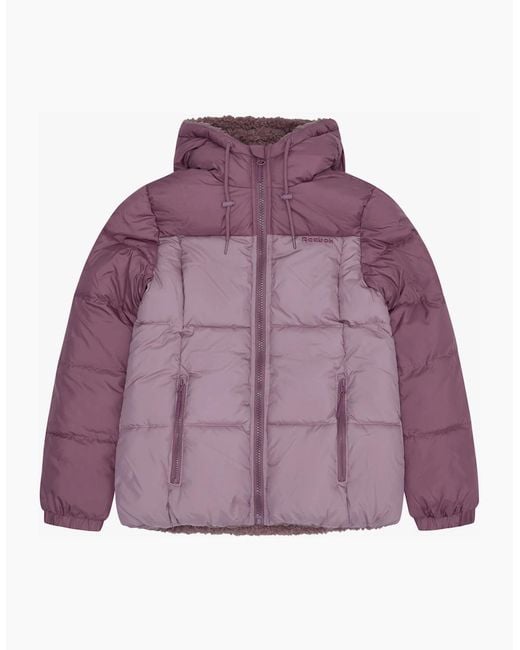 Reebok Purple Rb2103 Reversible Puffer Sherpa