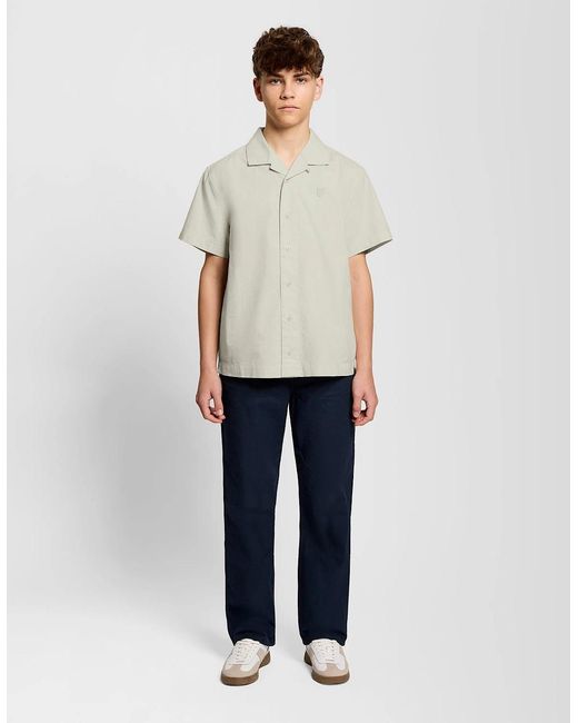 Lyle & Scott White Short Sleeve Linen Blend Shirt for men