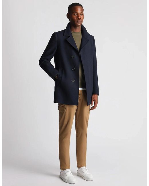 Remus Uomo Blue Lochlan Overcoat Dark for men
