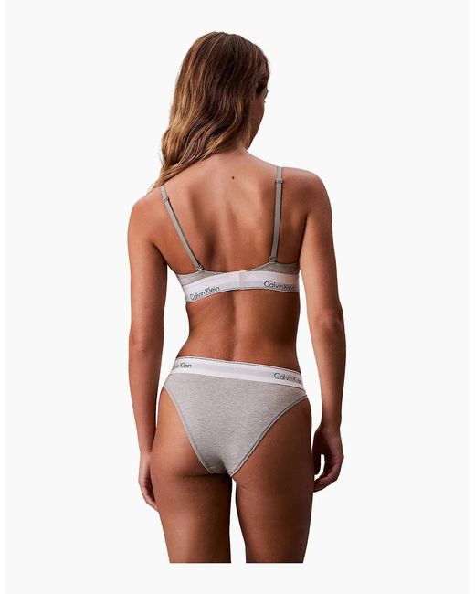 Calvin Klein Brown Icon Cotton Modal Unlined Triangle Bra, Heather