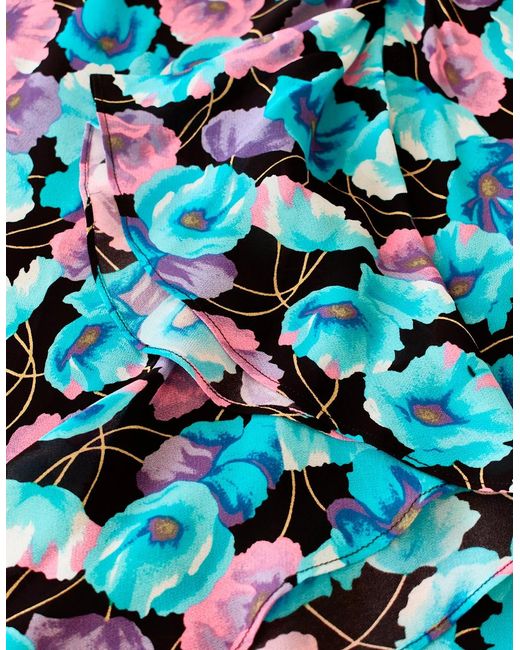 Ro&zo Blue Mia Floral Frill Front Midi Dress