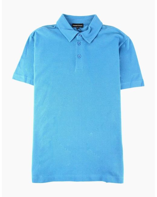 Emporio Armani Blue Stripe Back Logo S/S Polo for men